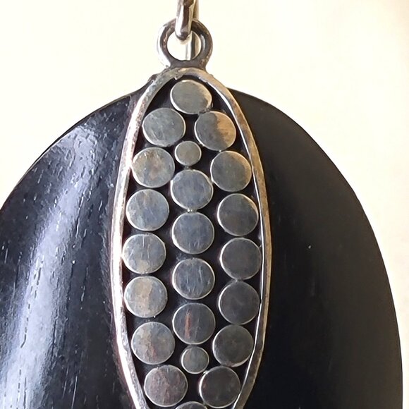 Teardrop Black Wood Inspired Earrings - Picture 3 of 9